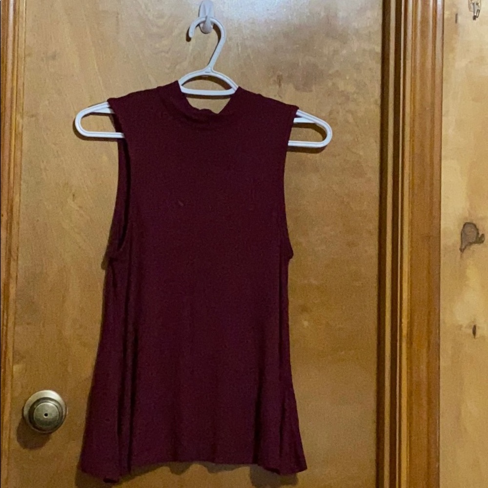 Maroon High Neck Tank